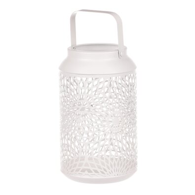 Kovová lucerna, 12 x 21 cm, bela