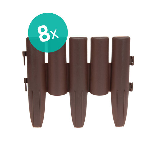 Kerti díszkerítés, 8 db-os készlet barna