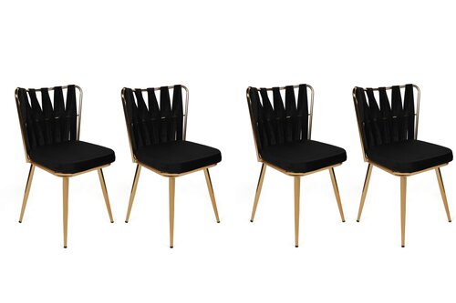 Set de scaune de sufragerie Kusakli Black andGold, 4 buc.