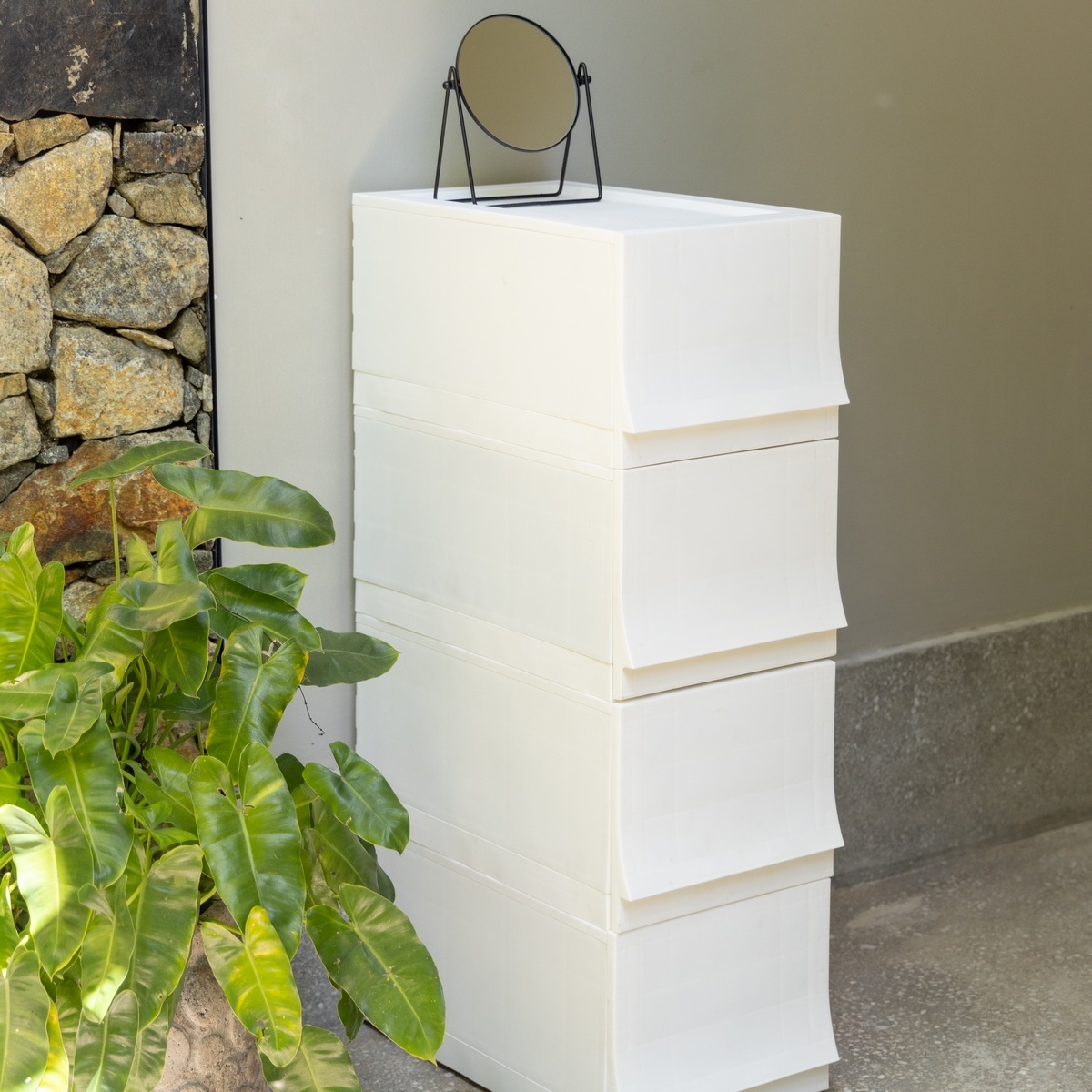 Wave twin Snow moduláris tárolódoboz kerekeknélkül 54,6 x 43,4 x 22 cm, fehér, széles - 2 fiók termék 2. képe