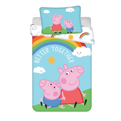 Peppa Pig PEP132 pamut gyerek ágyneműhuzat kiságyba, 100 x 135 cm, 40 x 60 cm