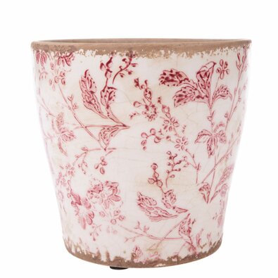 Keramični lonček za cvetje Vintage flower, 14 x13,5 cm
