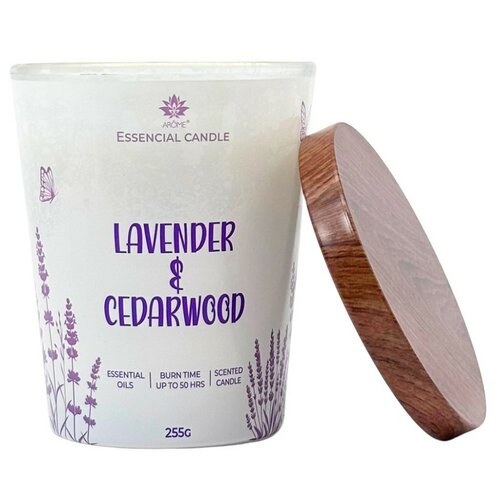 Lumânare Arome în sticlă cu capac metalic 255gLavender& Cedarwood
