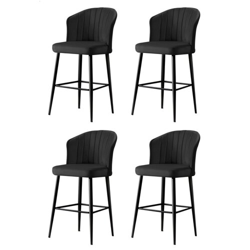 Set de scaune de bar Rubi Black and Black, 4 buc.