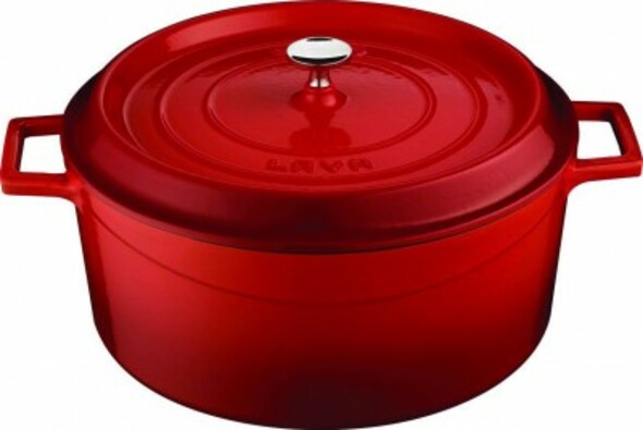 Lava Oală din fontă rotundă 28 cm, roșu