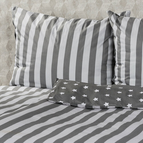 Lenjerie de pat 4Home din bumbac Stars gri, pentru 2 persoane, 220 x 200 cm, 2x 70 x 90 cm