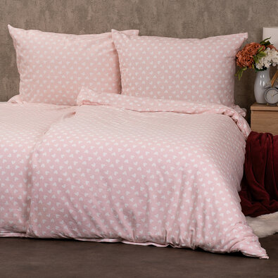 4Home Pościel flanelowa Pink Hearts, 140 x 200 cm, 70 x 90 cm