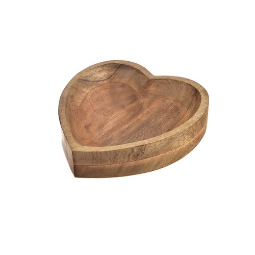 InDecor Bol decorativ din lemn de mango Heart, 20 x 20 x 7 cm