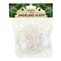 Vánoční dekorace Andělské vlasy 30 g, bílá, laser efekt