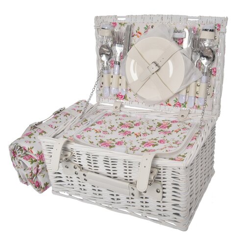 Orion Pleten koš na piknik hranatý, oprema za 4osebe