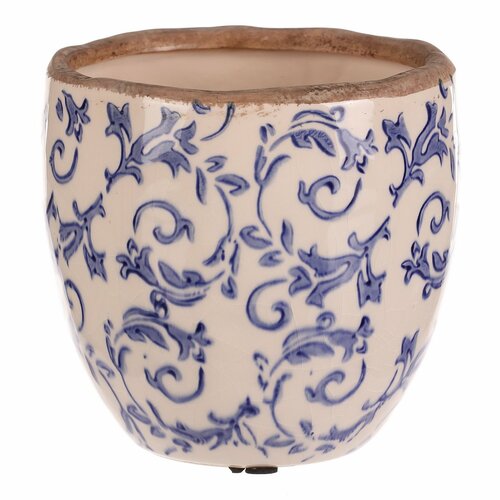 Kerámia virágcserép burkolat retro stílusban,átmérő 15 cm x 14 cm