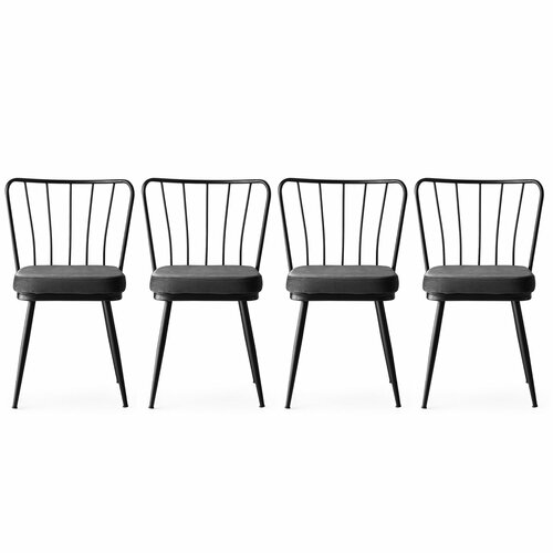 Set de scaune de sufragerie Yildiz Anthracite and Black, 4 buc.