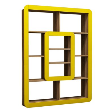 Knihovna Orkide Yellow and Walnut