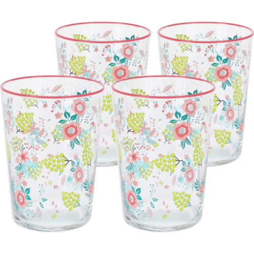 4-delni set kozarcev Flowers & Fruits 510 ml, roza