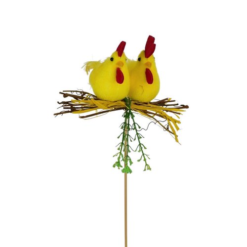 Pocăină cu cocoș și găină, 30 x 8 cm, galben