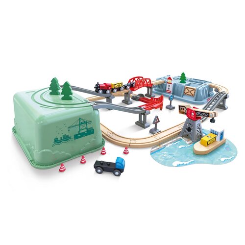 Hape Vonatpálya szett dobozban - Kikötő