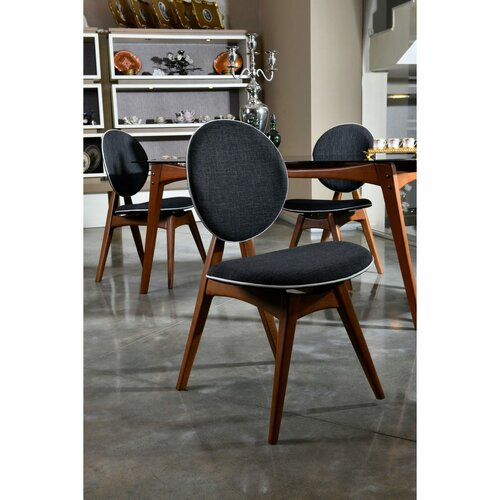 Sada jídelních židlí Touch Anthracite and Walnut, 2 ks