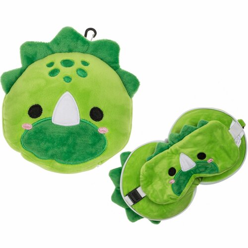 Potovalna plišasta blazina z masko za očiDinozaver, 17 x 14 x 10 cm