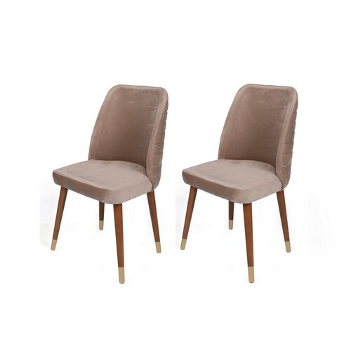 Set de scaune de sufragerie Hugo Beige and Walnut,2 buc.