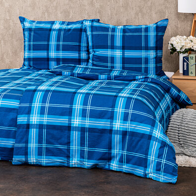 4Home Flanell-Bettwäsche Blue plaid , 220 x 200 cm, 2 St. 70 x 90 cm