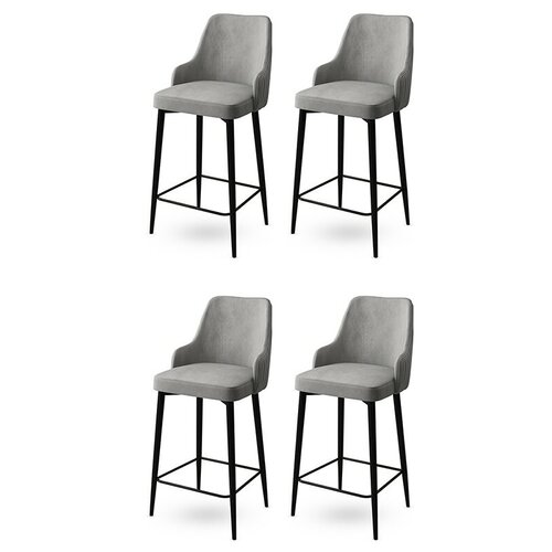 Barstuhl-Set Enox Grey and Black, 4 Stück