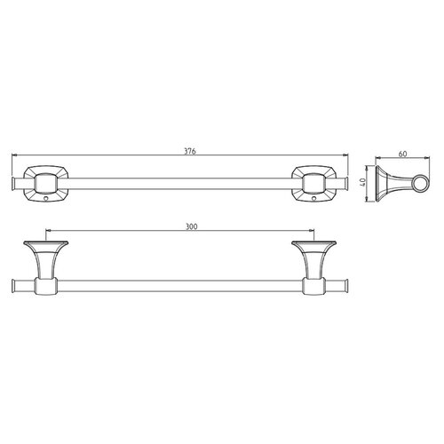 METAFORM AI320 Suport pentru prosoape Aida 30 x 6cm , argintiu