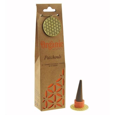 Set de frangipanis organice parfumate Patchouli, 12 buc, cu suport ceramic