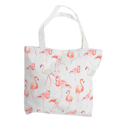 Taška Flamingo biela, 43 x 45 cm