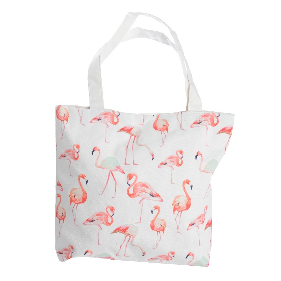 Taška Flamingo biela, 43 x 45 cm
