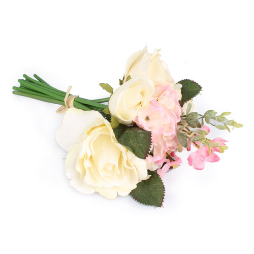 Umelá kytice ruža a hortenzia biela