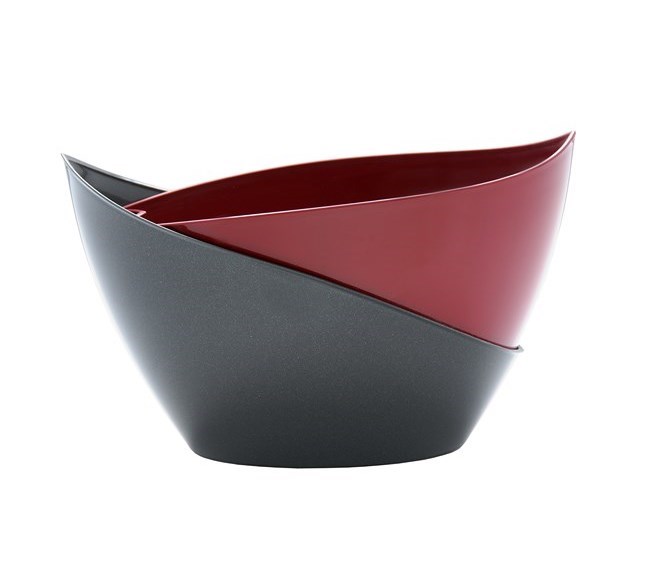 Samozavlažovací kvetináč Plastia Doppio 14 x 20 cm, vínová + tm. antracit