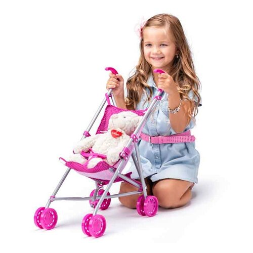 Woody Golfwagen für Puppen Einhorn Rosa, 57 x 48 x 25 cm