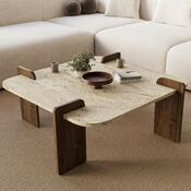 Măsuță de cafea Asha Medium – Travertine, Walnut