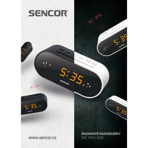 Sencor SRC 3100 W Radio cu ceas cu proiecție, alb