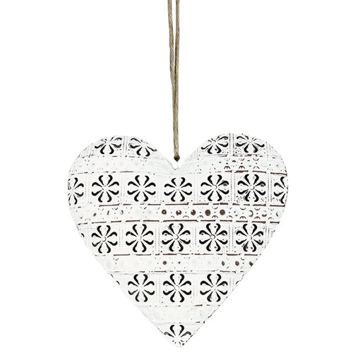 Závěsná kovová dekorace Cloverleaf heart, 10,5 cm