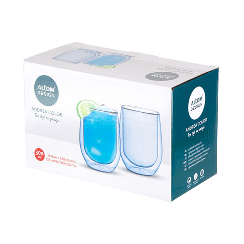 Altom 2-teiliges Set Thermogläser Andrea, 300 ml, Blau