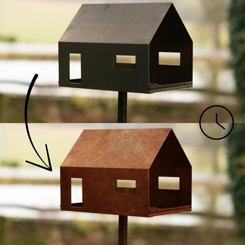 Hrănitoare pentru păsări Casa 30 x 21 x 23 cm, corten CORGARDEN 1040