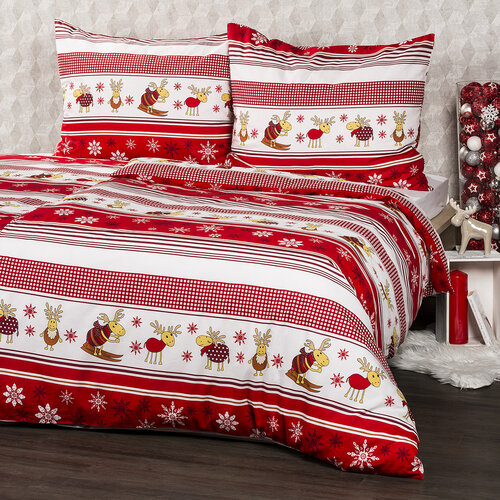 4Home Різдвяна бавовняна постільна білизна Олені, 220 x 200 см, 2 шт. 70 x 90 см