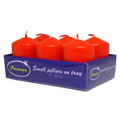Provence sveča valj rdeča, 3,8 x 5,5 cm, 6 kos