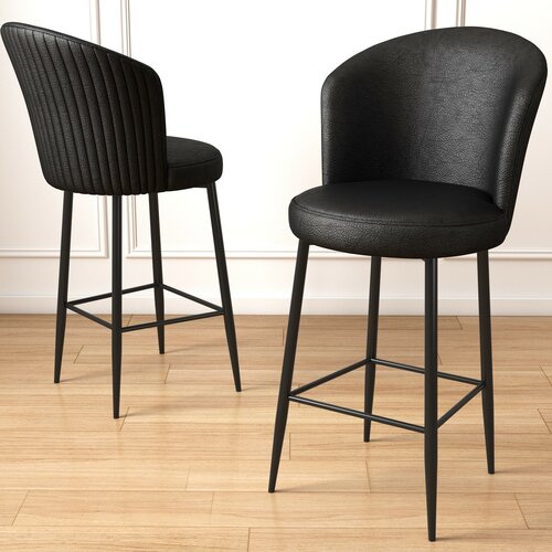 Barstuhl-Set Uras Black, 6 Stück