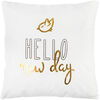 Prevleka za blazino Hello new day bela, 45 x 45 cm