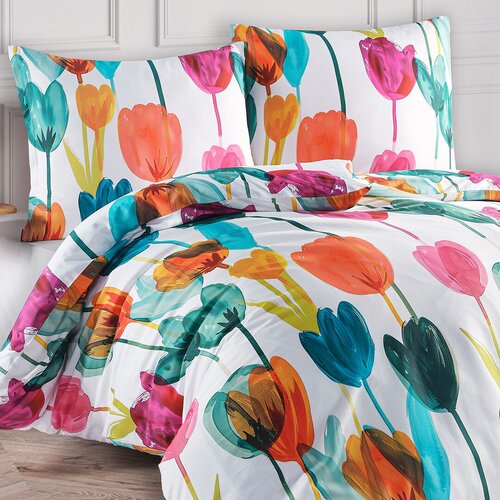 BedTex Lenjerie de pat din satin Tulipi, 140 x 200 cm, 70 x 90 cm