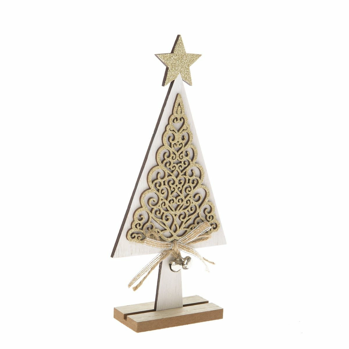 Fotografie Dřevěný vánoční stromek Ornamente bílá, 11 x 23 x 4 cm