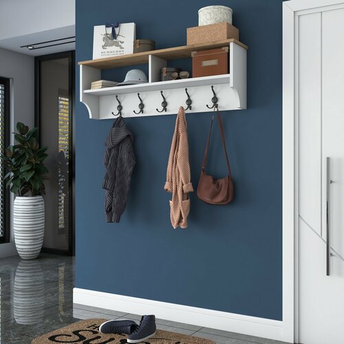 Nástenný vešiak Polo White and Walnut