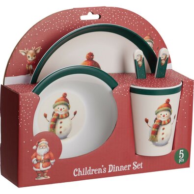 Дитячий обідній набір з 5 предметів з меламіну Сніговик