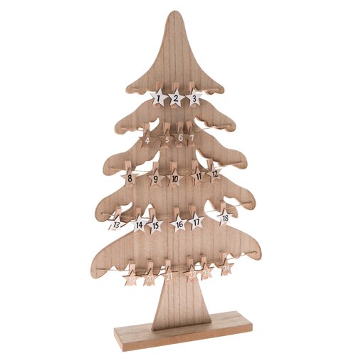 Calendar de Advent din lemn, copac maro, 26,5 x47,2 cm