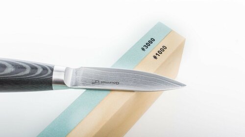 Набір ножів G21 Gourmet Damascus в бамбуковомублоці 3 шт. + точильний камінь