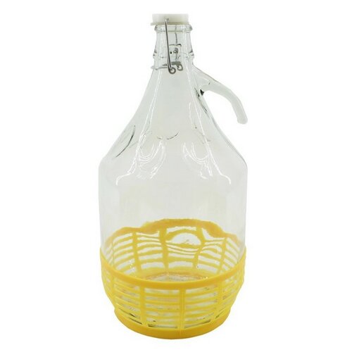 Üveg demizson kosárban, csatos kupakkal, 5 l