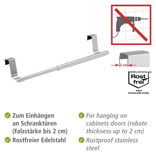 Wenko Regulowany uchwyt stalowy na ręczniki,22–35 cm