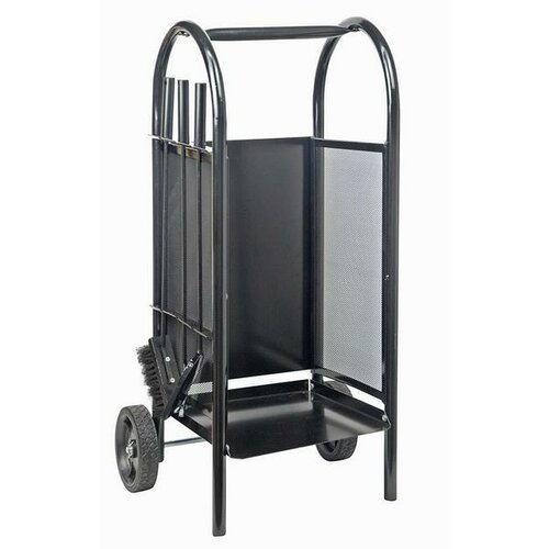 Coș de șemineu/cărucior cu unelte 82,5 cm, oțelset de 3 piese